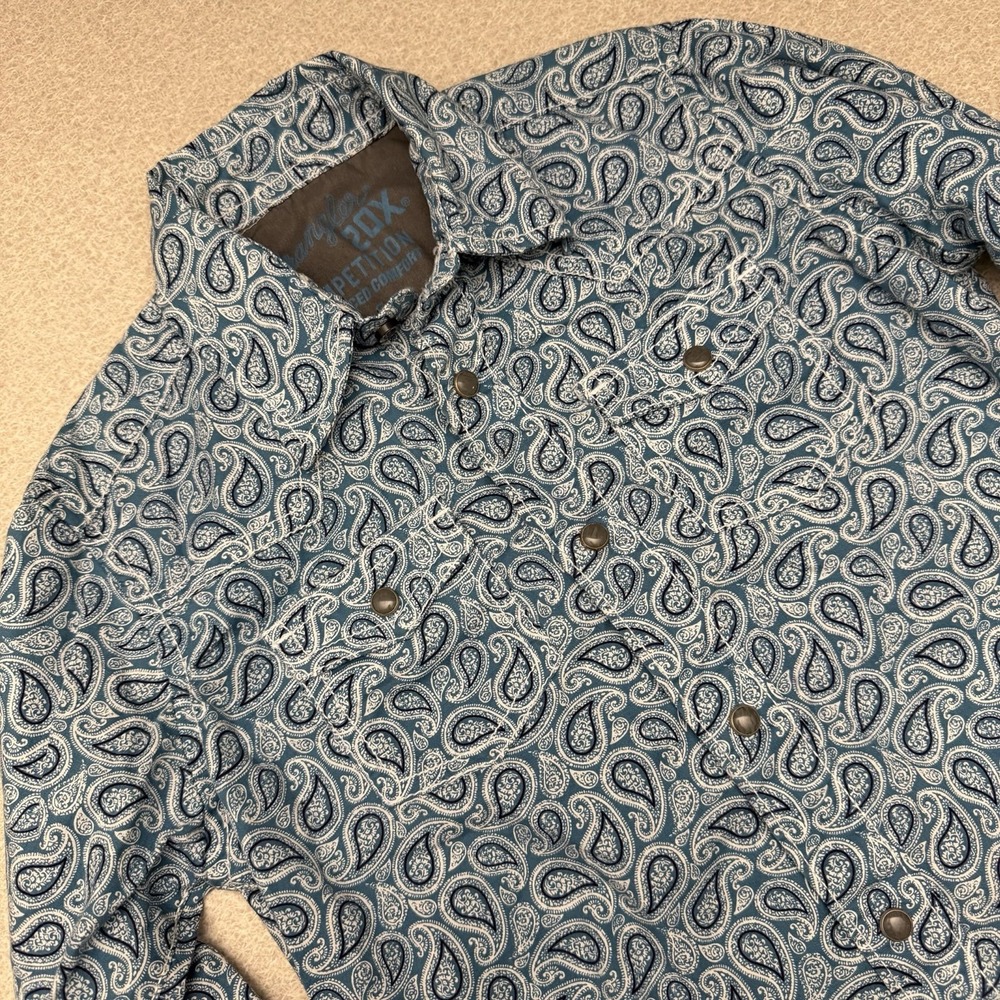 Wrangler 20X Competition Shirt Boys Small S Advanced Paisley Western Pearl Snap